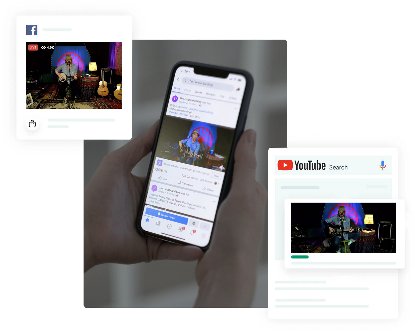 A live stream advertised on Facebook and YouTube