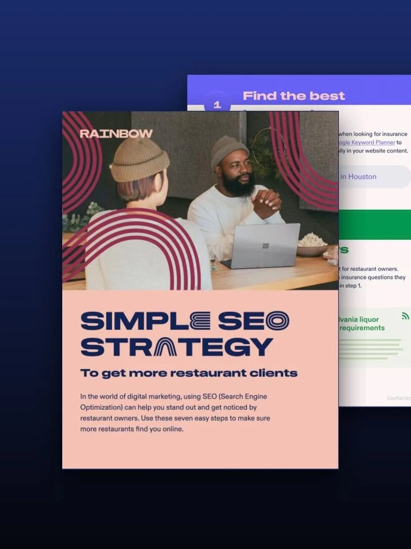 Rainbow’s Simple SEO Strategy guide for insurance agents with restaurant clients