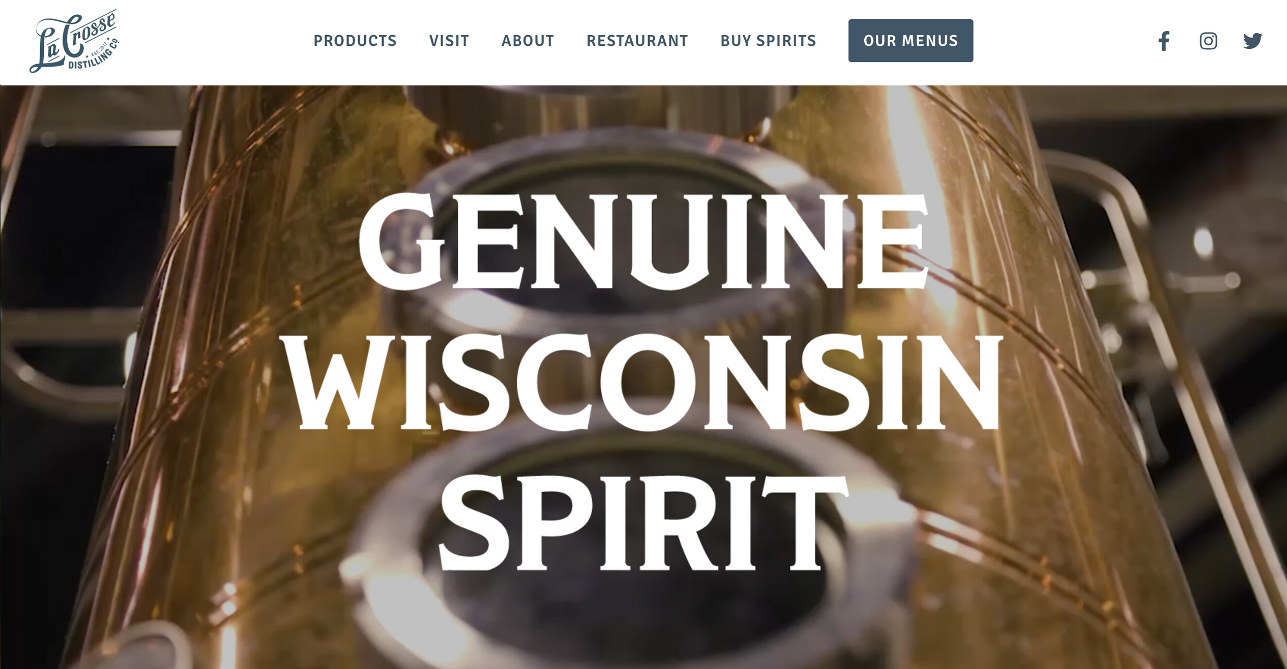 La Crosse Distilling Co. web design services genuine wisconsin spirit slider